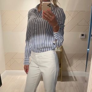 Ann Taylor Blue Button Down With White Strips